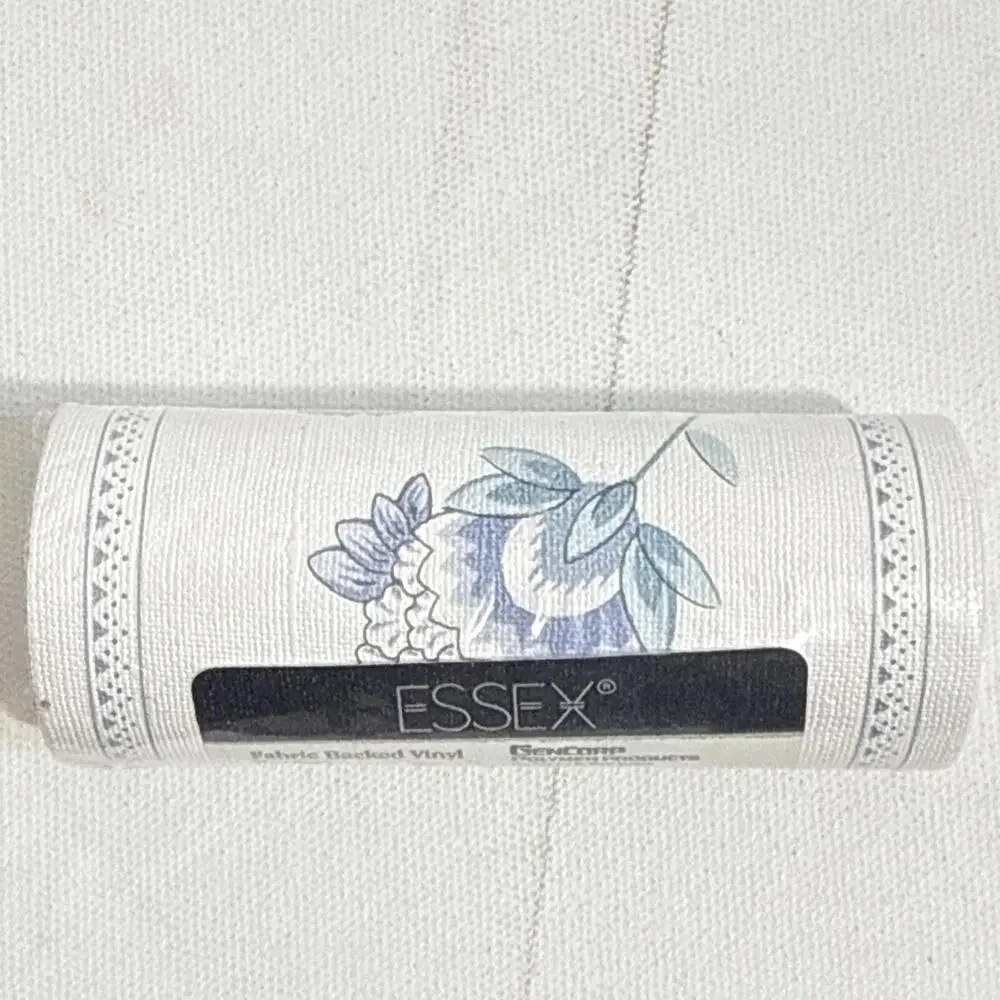 VINTAGE ESSEX PREPASTED VINYL BORDER‎ WALLPAPER Blue FLORAL 15 FT ROLL NEW